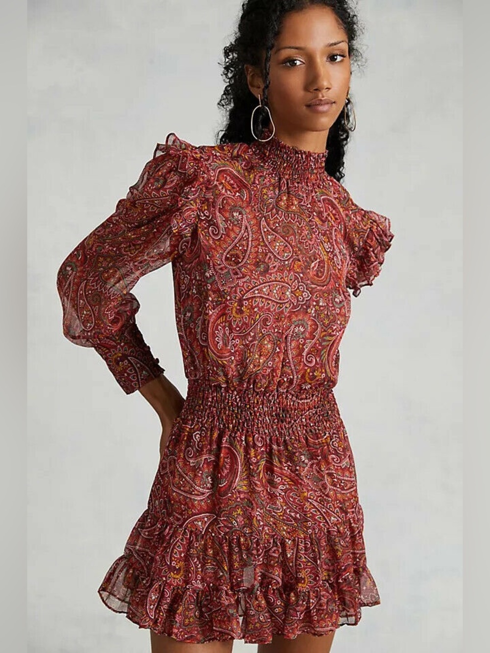 THML Pink Paisley Long Sleeve Mini Dress